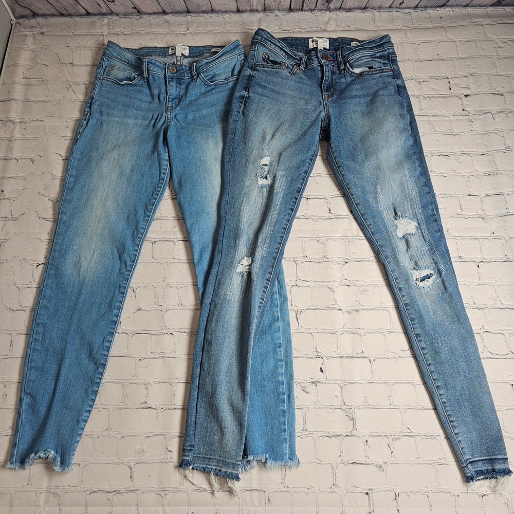 William Rast Skinny Jeans (Lot‎ of 2) Medium Wash Distressed Size 26 Thrashed
